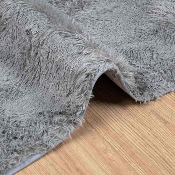 Teppich Shaggy Hochflor NAVARRA Hellgrau 120x120 cm Polyester