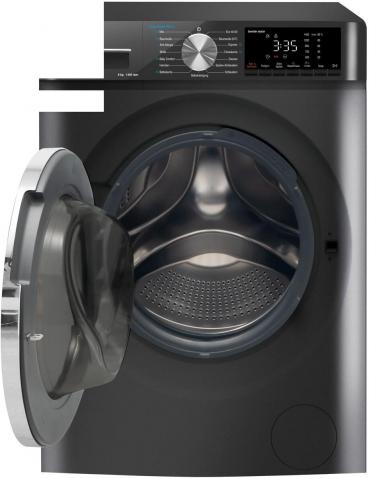 Amica WA 484 085 G 8kg Frontlader Waschmaschine, 60 cm breit, 1400 U/Min, AquaStop, LED-Display, AutoSensor Mengenautomatik, Kindersicherung, dunkelgrau (1194934)