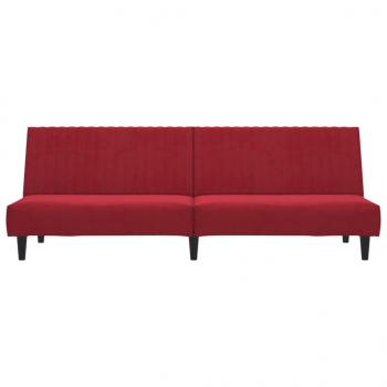 Schlafsofa 2-Sitzer Weinrot Samt