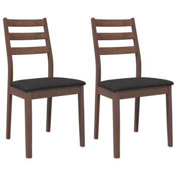 Esszimmerstühle mit Kissen 2 Stk. Braun Massivholz Gummibaum