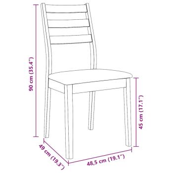 Esszimmerstühle mit Kissen 2 Stk. Braun Massivholz Gummibaum
