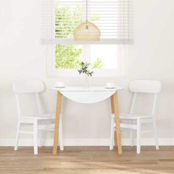 Esszimmerstühle 2 Stk. Weiß Massivholz Gummibaum