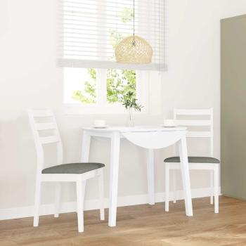 ARDEBO.de - Esszimmerstühle mit Kissen 2 Stk. Weiß Massivholz Gummibaum