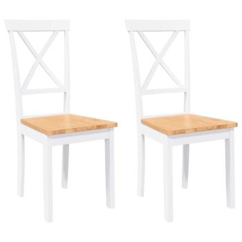 Esszimmerstühle 2 Stk. Weiß Massivholz Gummibaum