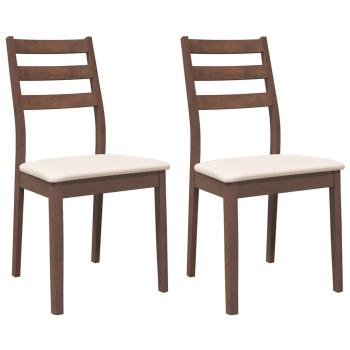 Esszimmerstühle mit Kissen 2 Stk. Braun Massivholz Gummibaum