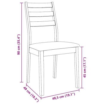 Esszimmerstühle mit Kissen 2 Stk. Braun Massivholz Gummibaum
