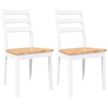 Esszimmerstühle 2 Stk. Weiß Massivholz Gummibaum