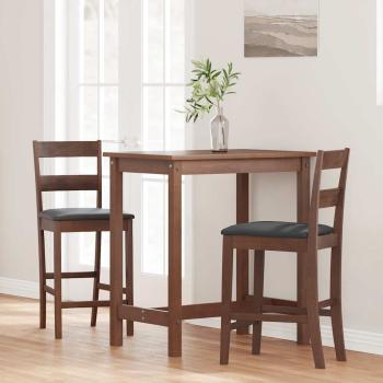 Barhocker mit Kissen 2 Stk. Braun Massivholz Gummibaum