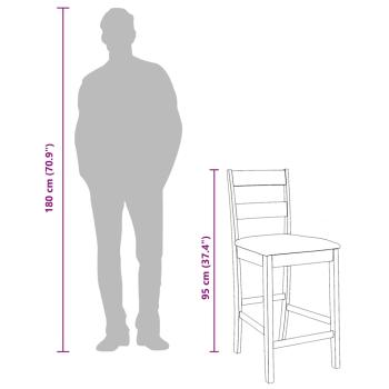 Barhocker mit Kissen 2 Stk. Natur Massivholz Gummibaum