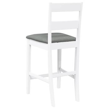 Barhocker mit Kissen 2 Stk. Weiß Massivholz Gummibaum