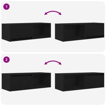 TV-Schrank Schwarz Eichen-Optik 80x31x25,5 cm Holzwerkstoff