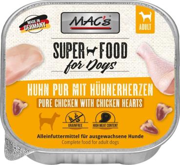 MACs Dog Huhn Pur mit Hühnerherzen 150g (Menge: 10 je Bestelleinheit)