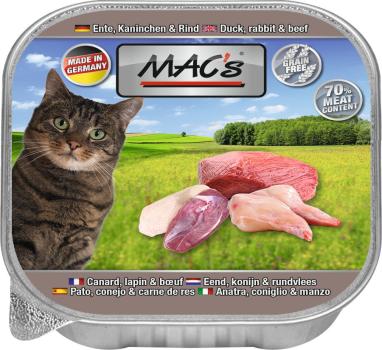 ARDEBO.de MACs Cat Ente, Kaninchen & Rind 100g