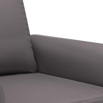 3-tlg. Sofagarnitur mit Kissen Grau Kunstleder