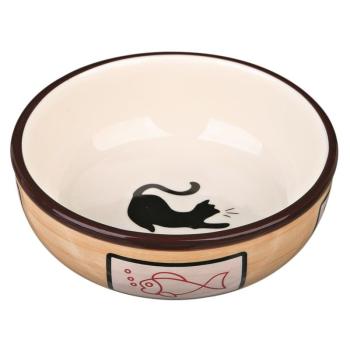 ARDEBO.de Trixie Keramiknapf Motiv Katze creme/weiß/schwarz 0,35 Liter / ø 12,5 cm