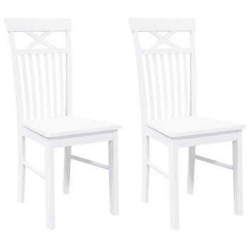 Esszimmerstühle 2 Stk. Weiß Massivholz Gummibaum