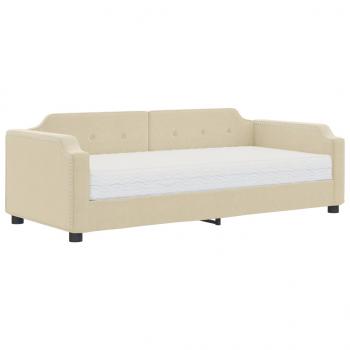 Tagesbett mit Matratze Creme 100x200 cm Stoff