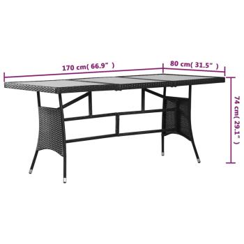 Gartentisch Schwarz 170x80x74 cm Poly Rattan