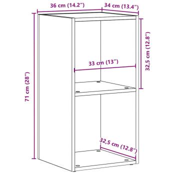 LP-Aufbewahrungsbox Schwarz Eichen-Optik 71x34x36cm