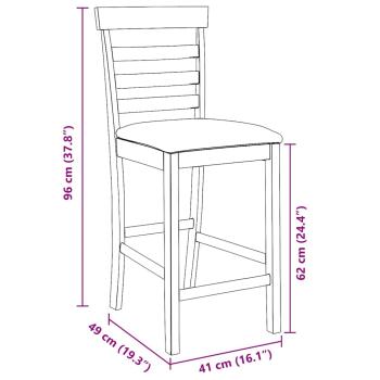 Barhocker mit Kissen 2 Stk. Braun Massivholz Gummibaum