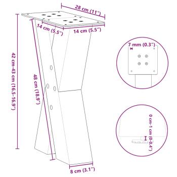 Couchtischbeine X-Form 2 Stk. Anthrazit 28x(42-43) cm Stahl