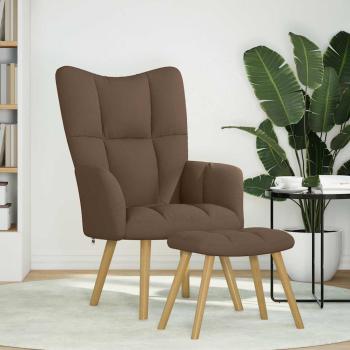 Relaxsessel mit Hocker Braun Stoff