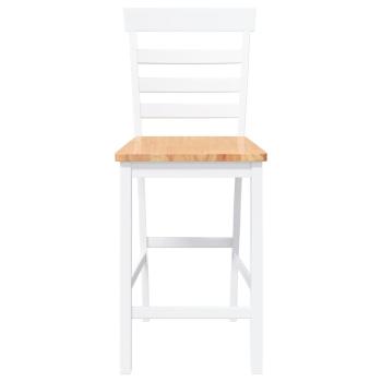 Barhocker 2 Stk. Weiß Massivholz Gummibaum