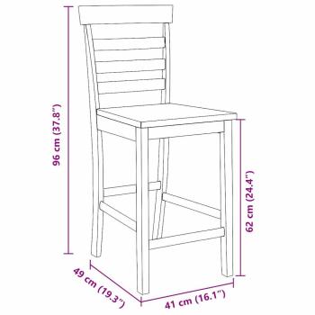 Barhocker 2 Stk. Natur Massivholz Gummibaum
