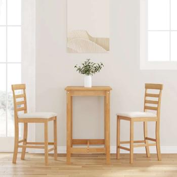 ARDEBO.de - Barhocker mit Kissen 2 Stk. Natur Massivholz Gummibaum