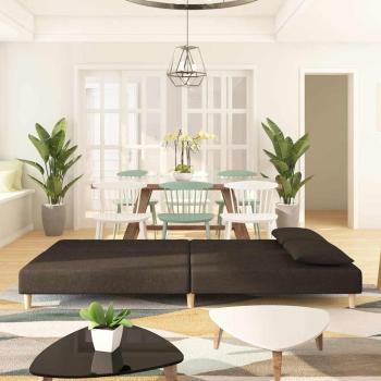 Schlafsofa 2-Sitzer mit 2 Kissen Braun Stoff
