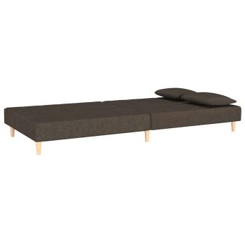 Schlafsofa 2-Sitzer mit 2 Kissen Braun Stoff