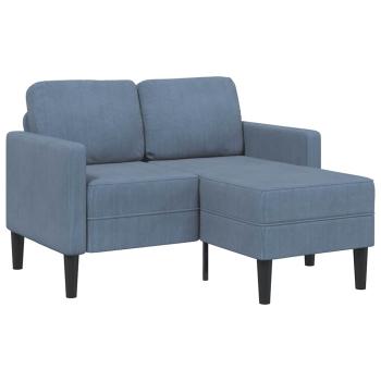 ARDEBO.de - 2-Sitzer-Sofa mit Chaiselongue L-Form Blau 125 cm Leinen