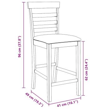Barhocker mit Kissen 2 Stk. Weiß Massivholz Gummibaum