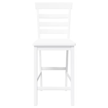 Barhocker 2 Stk. Weiß Massivholz Gummibaum