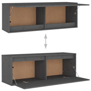 Wandschrank Grau 100x30x35 cm Massivholz Kiefer