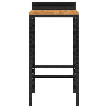 Barhocker 2 Stk. Schwarz Poly Rattan und Massivholz Akazie