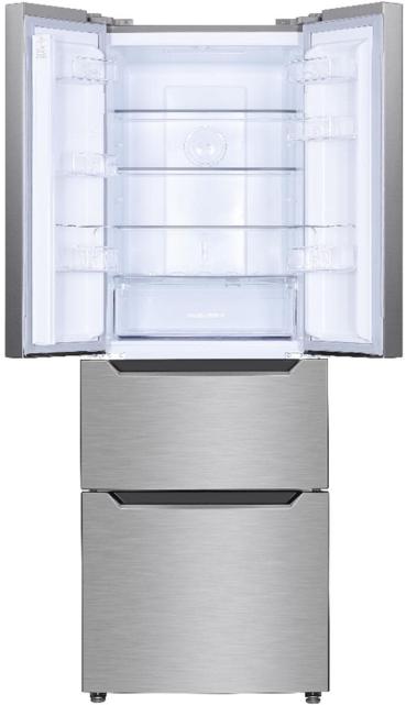 Wolkenstein FD351DNFIX Side-by-Side Kombination French Door, 63,5 cm breit, 320 L, Kindersicherung, LED Beleuchtung, regelbares Thermostat, Edelstahloptik