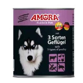 ARDEBO.de AMORA Dog Fleisch Pur 3 Sorten Geflügel 800g