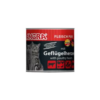 ARDEBO.de AMORA Cat Fleisch Pur mit Geflügelherzen 200g