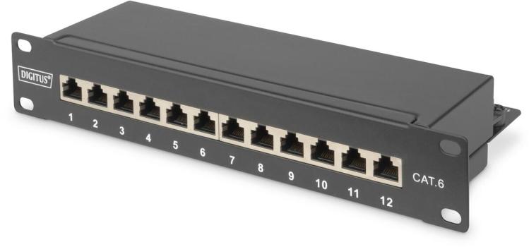 ARDEBO.de Assmann DN-91612S DIGITUS CAT 6, Klasse E Patch Panel, geschirmt, 12-Ports, schwarz (DN-91612S)