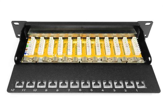Assmann DN-91612S DIGITUS CAT 6, Klasse E Patch Panel, geschirmt, 12-Ports, schwarz (DN-91612S)