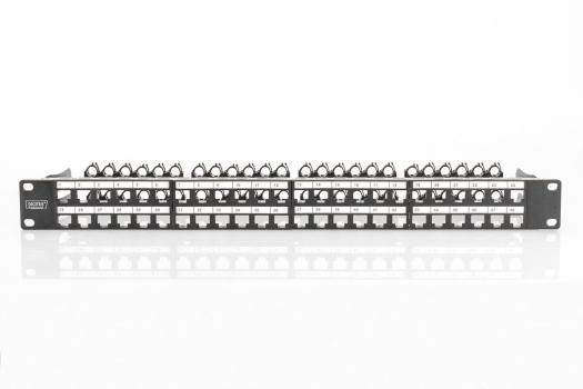 Assmann DN-91424 DIGITUS Modulares High Density Patch Panel, geschirmt, 48-Port, Keystone 1HE, Stahl, schwarz (DN-91424)