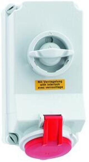 ARDEBO.de Bals 16043 CEE-Steckdose, 32A, 400V, 6h, 5-polig, IP44, abschaltbar, rot (16043)