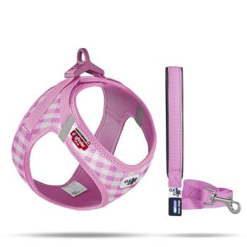 ARDEBO.de Curli Clasp Vest Geschirr Puppy Set Pink-Caro 2XS