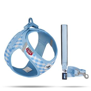 ARDEBO.de Curli Clasp Vest Geschirr Puppy Set Skyblue-Caro 3XS