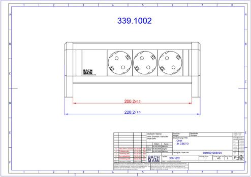 Bachmann DESK Steckdoseneinheit, 3xSchuko, GST18, aluminium (3.391.002)
