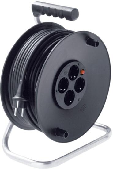 ARDEBO.de Bachmann Kabeltrommel mit Thermoschutzschalter, IP20, 4fach, 50m, schwarz (395.181)