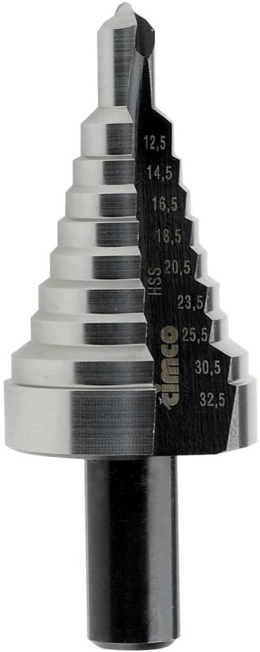 Cimco HSS-Stufenbohrer für Kabelverschraubungen, 9 Bohrstufen (201275)