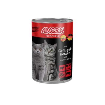 ARDEBO.de AMORA Cat Fleisch Pur mit Geflügelherzen 400g