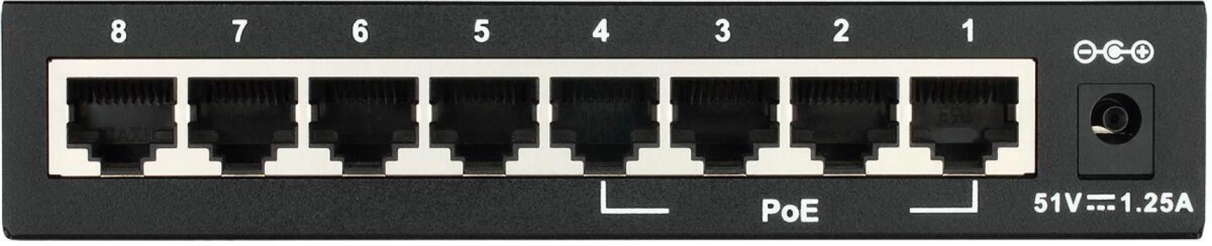 D-Link DES-1008PA 8-Port Fast Ethernet PoE Desktop Switch, 4x PoE, IP20